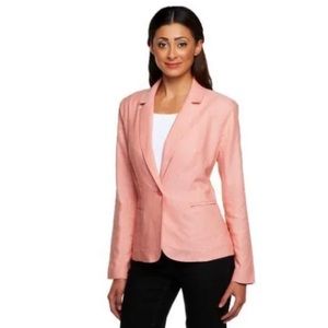 Clinton Kelly Notch Collar Linen Blazer w/Front Pockets NWOT QVC $66 SIZE MED